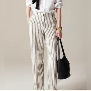 J. Crew Harbor Pant In Striped Linen Size XL NWT
